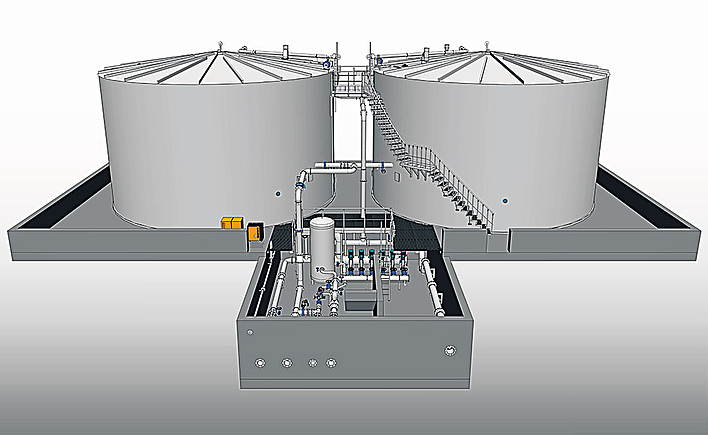 Drikkevann tanksystemet med trykkforsterker system